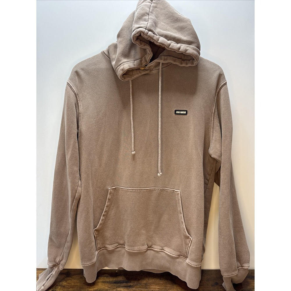 Joah Brown Pullover Hooded Sweatshirt Hoodie OS One Size Logo Patch Relaxed Fit